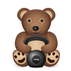 Fototapeta premium Teddy bear with kettle bell