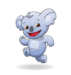 Obraz na płótnie Canvas cute smiling happy koala character running