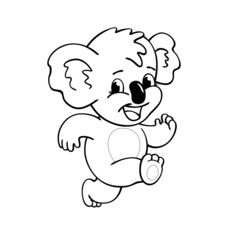 Aussia koala running for kids coloring book