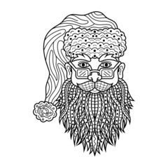 Obraz premium Hand drawn of santa head in zentangle style