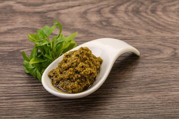Green sauce pesto with basil