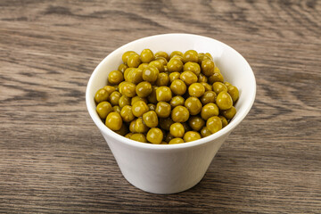 Marinated green pea in the bowl