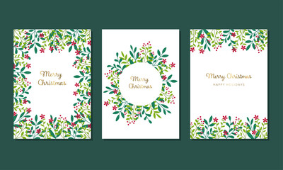 Fototapeta na wymiar Christmas card design set Decorated frame White background