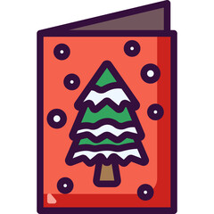 christmas card line icon