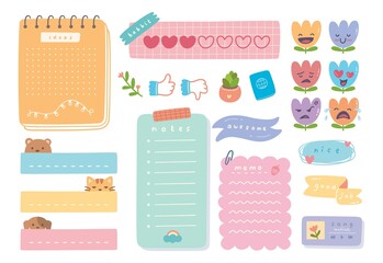 Cute journal and planner design vector illustration - obrazy, fototapety, plakaty