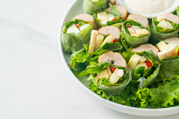 vegetables wrap or salad rolls with creamy salad sauce