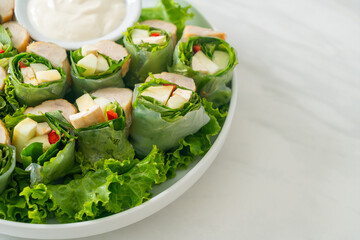 vegetables wrap or salad rolls with creamy salad sauce