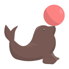 seal circus for carnival color illustration