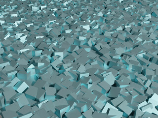 Fototapeta premium Fused metal gray-blue crystals close-up. 3D render.