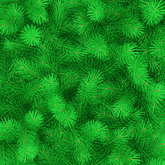 Tightly pressed to each other green spruce branches. 3D render.