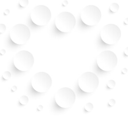 Abstract white background with 3D circles pattern, interesting white gray vector  minimal 3D background illustration.