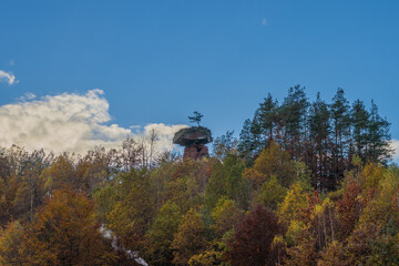 Panoramic view on the Devil's Table at the Palatinate Forest near Hinterweidenthal in Germany.