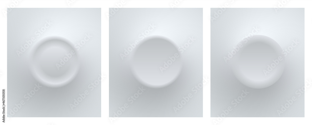 Aufkleber White buttons for user interface, simple circle 3D modern design for mobile, web, social media, business. Neumorphism flat style vector editable illustration. White gray color minimal style UI icons s
