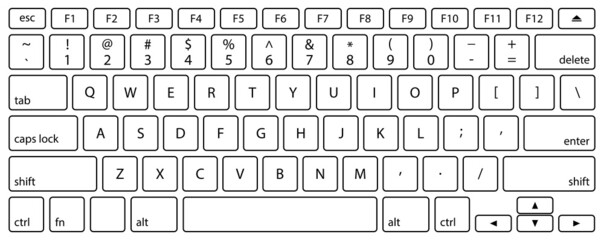 Vector illustration of laptop keyboard