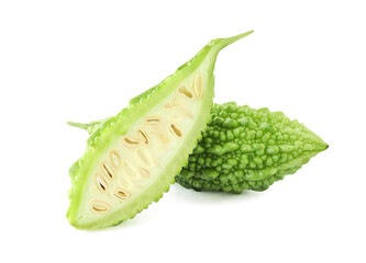 Bitter melon or Bitter gourd isolated on white background