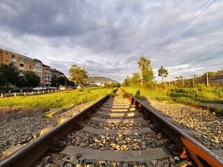 railroad tracks in the countryside