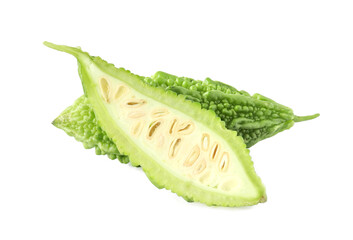 Bitter melon or Bitter gourd isolated on white background