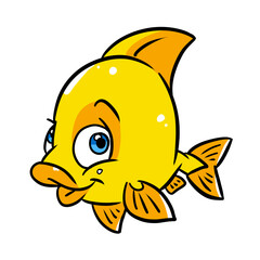 Small yellow fish character illustration cartoon
