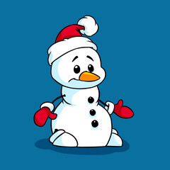 Little snowman new year greeting card character illustration cartoon