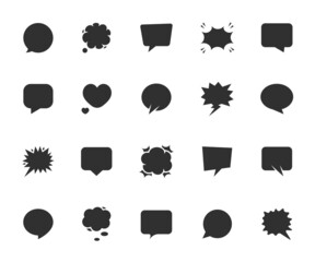 Vector set of speech bubble flat icons. Pixel perfect.