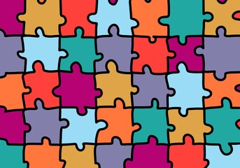 Background with coloured puzzles for packaging and posters and postcard and magazines 