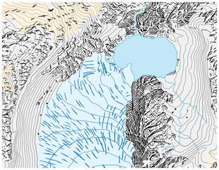 abstract topographical high mountain map with rock representation