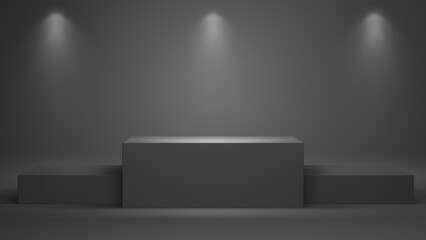 Three black cubes template arranged as a podium.