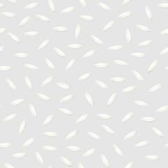 Seamless pattern with white long grain rice on gray background.