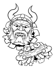 Viking Gamer Video Game Controller Mascot Cartoon