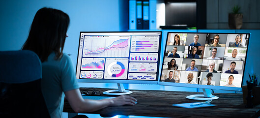 Watching Video Conference Business Webinar