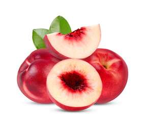 Nectarine fruit with leaf isolated