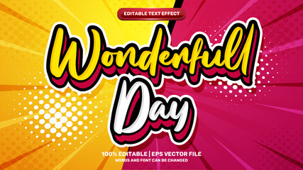Wonderfull day elegant retro editable text effect on halftone background