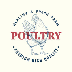 Fototapeta na wymiar Poultry chicken hen farm vintage retro style logo illustration design