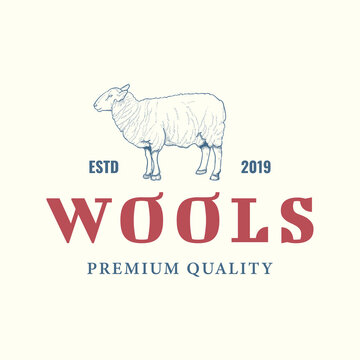 Lamb sheep wools logo illustration design with retro or vintage style
