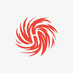 Red Letter H for hurricane cyclone tornado wind logo design