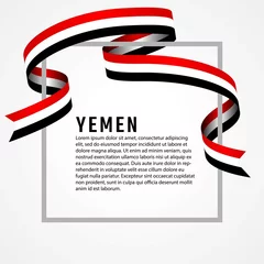 Foto op Plexiglas ribbon shape yemen flag background template © syahdani