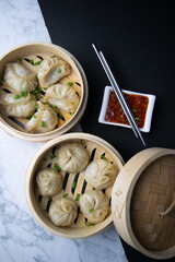 Freshly steamed dumplings