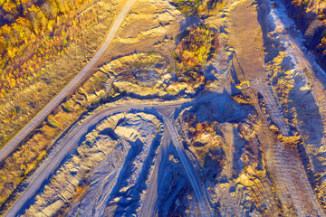 Clay quarry in autumn.