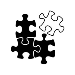 puzzles black icon on white background vector illustration