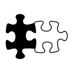 puzzles line icon on white background vector illustration