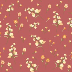 Seamless pattern with small embroidered flowers. Print for fabric and textile.