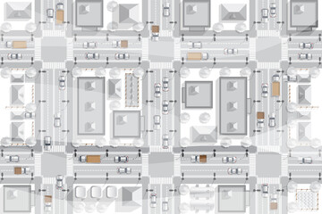 Winter city. View from above. Vector illustration.