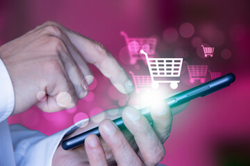 mani, telefono, applicazione, commercio elettronico, acquisti