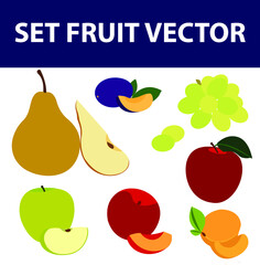 isolated, pear, cherry, illustration, healthy, food, cute, watermelon, set, strawberry, lemon, orange, vector, apple, fresh, juicy, organic, tropical, sweet, vitamin, summer, fruit, grapes, flat, coll