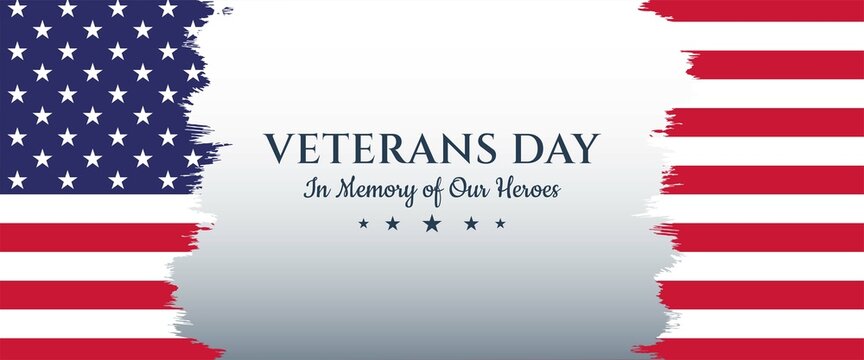 USA Veterans Day November 11 banner template design. In memory of our heroes.