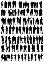 people set black silhouette isolated, vector