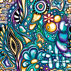 Abstract dreams  seamless pattern, repeating background, textile design