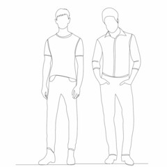 men drawing by continuous line isolated, vector