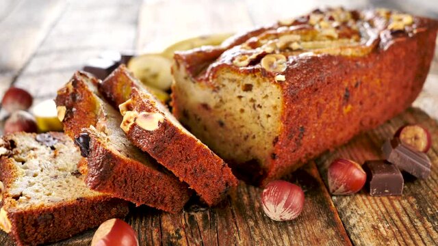 banana bread with nuts and chocolate