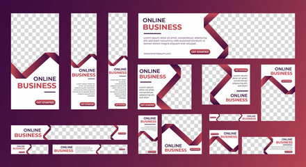 set of creative web banners of standard size with a place for photos. Business ad banner. Vertical, horizontal and square template. vector illustration EPS